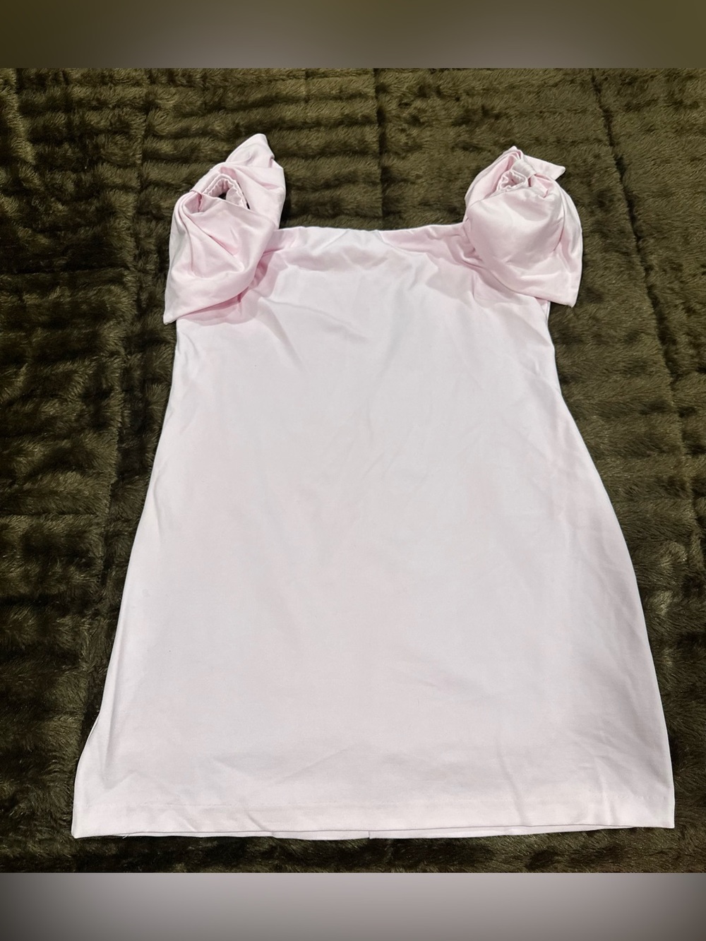 Women's Puff Sleeve Square Neck mini dress - Light Pink Large
